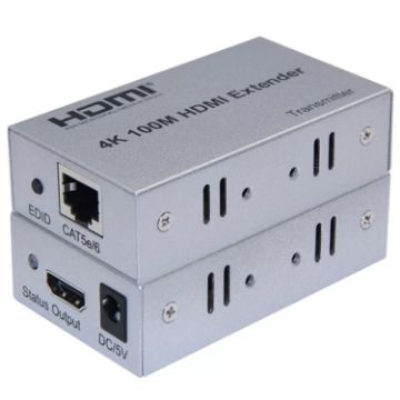 HDMI to RJ45 Ethernet Cable Extender 100m 4K HD Signal Amplifier - UK Plug - 1