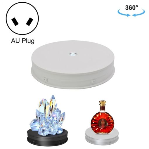 30cm Electric Rotating Turntable Display Stand LED Light - White - 1