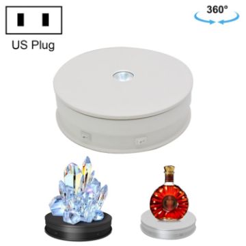 20cm Electric Rotating Turntable Display Stand LED Light - White - 1