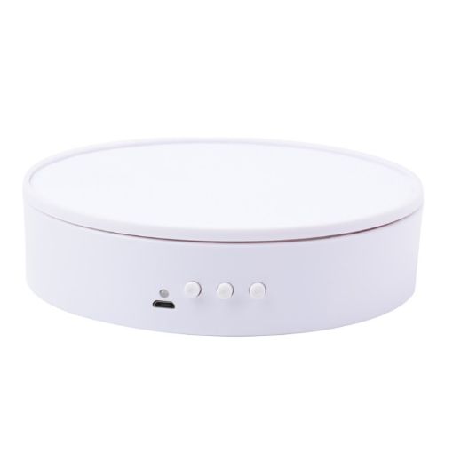 Adjustable Speed Rotating Display Stand Turntable (White Velvet) - 1