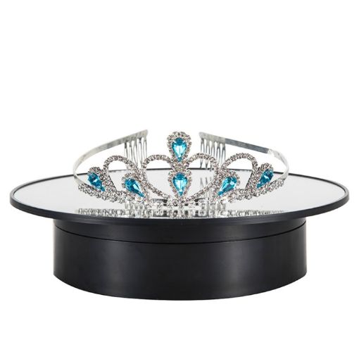 20cm Two-Way Turntable Display Stand - Black Mirror - 1
