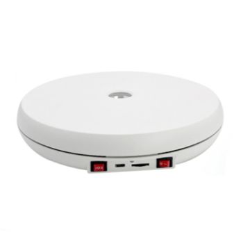 25cm LED Light Electric Rotating Display Stand Turntable White - 1