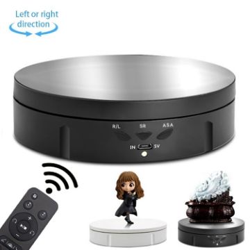 14.6cm Remote Mirror USB Electric Rotating Turntable Display Stand - 1