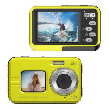 WDC901 Waterproof 48MP HD Dual Screen Camera UK Plug (Yellow) - 1