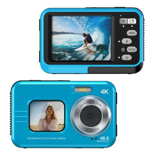 Waterproof 48MP HD Dual Screen Camera - Blue - 1