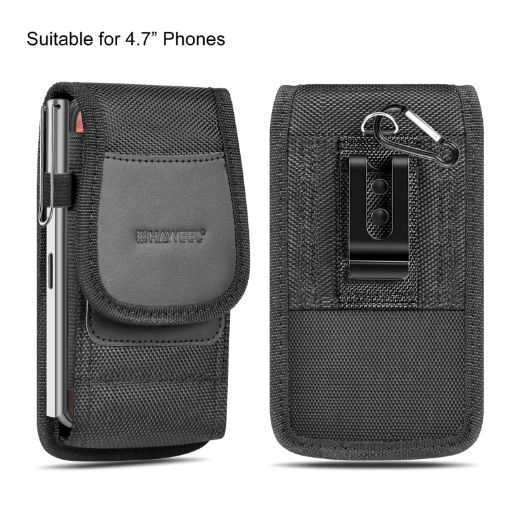 HAWEEL 4.7" Nylon Phone Belt Clip Carrying Pouch - Black - 1