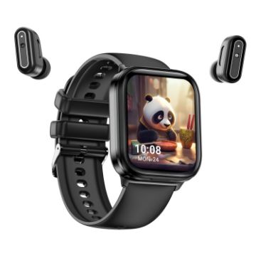 X9 1.85" Square Screen Bluetooth Earphone Smart Watch - Black - 1