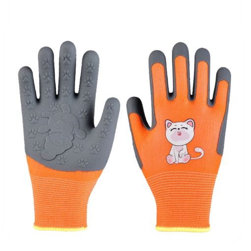 TPE Children Cartoon Gloves Hamster Parrot Size M Orange - 1