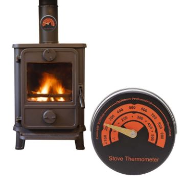 Round Pointer Stove Thermometer - Fireplace Bimetallic Thermometer - 1