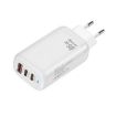 TE-65W GaN PD65W Dual USB-C+USB-A Laptop/Tablet Adapter EU Plug White - 1