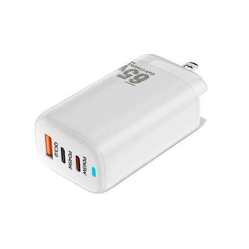 TE-65W GaN PD65W Dual USB-C/Type-C+USB-A Adapter - White - 1