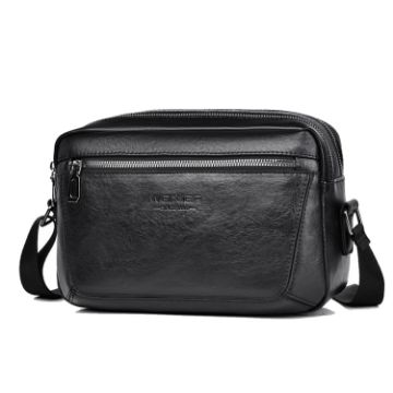 Men Large Capacity Crossbody Shoulder Bag Black Handbag - 1