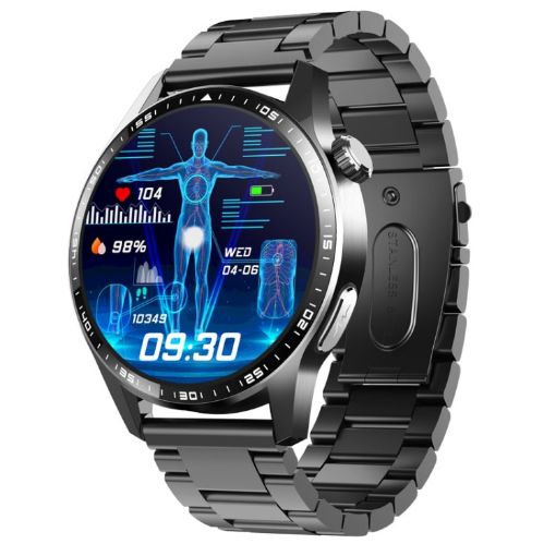 Smart Watch ECG Blood Oxygen Blood Sugar 150+ Sports Mode Black Steel - 1