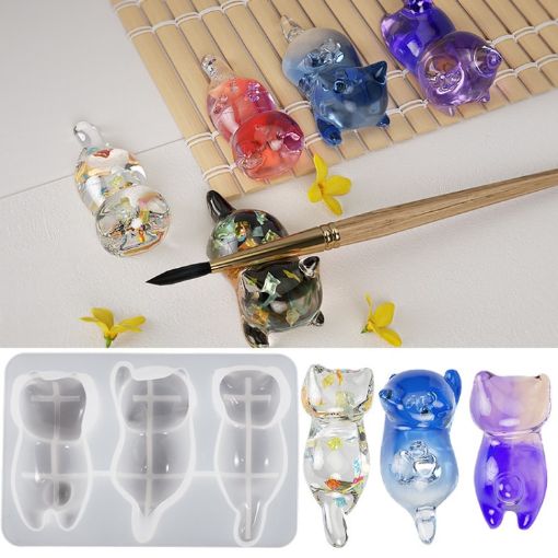 Cats Back Epoxy Resin Molds for Keychain Bag Pendant Pen Holder - 1