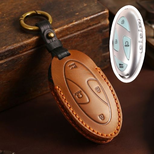 Handmade Hyundai Hallmo Car Key Bag - Brown (7 Keys) - 1