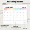 2025-2026 Blue English 18-Month Calendar Magnet - Refrigerator Magnet - 4