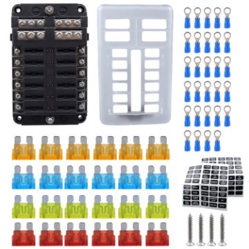 12 Way Fuse Block with 24 Fuses and Terminals - 1