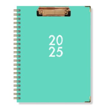 2025 Board Clip A4 English Notebook Coil Diary Planner - Mint Green - 1