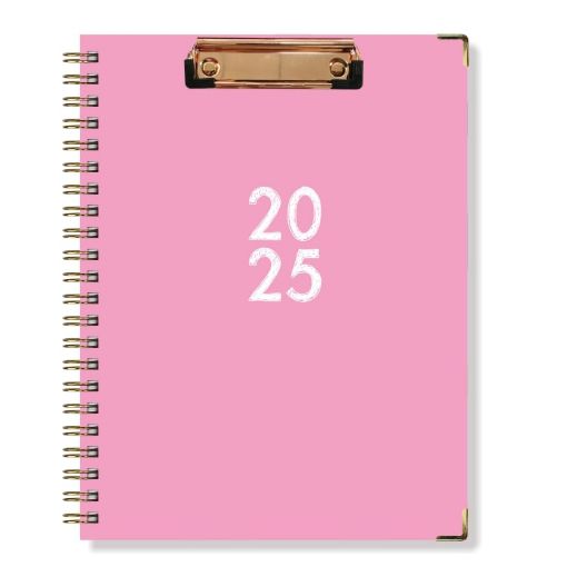 2025 Board Clip A4 English Notebook Coil Diary Planner - Pink - 1