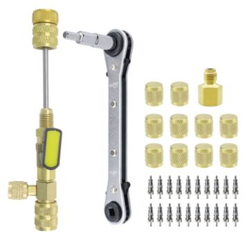 T6 Air Conditioning Valve Core Remover Tool Set - 34pcs - Gold - 1