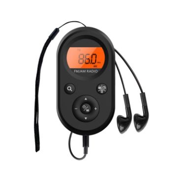 Mini Portable Rechargeable FM/AM Radio With Backlight - Black - 1