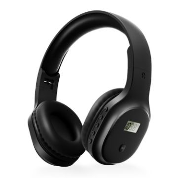 Portable Digital Display FM Headphone - Black - 1