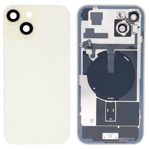 iPhone 15 Plus Glass Battery Back Cover with Flash Bracket - Yellow - 1