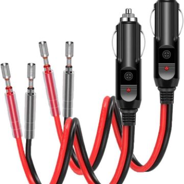 16AWG 15A 12V/24V Fused Cigarette Lighter Plug - 1 Pair - 1