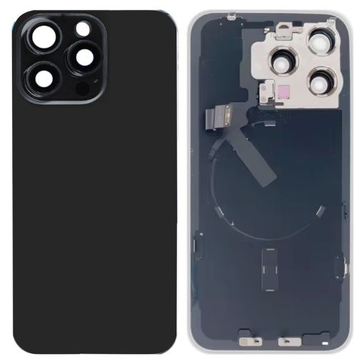 iPhone 15 Pro Max Glass Battery Back Cover + Wireless Charging Module (Black) - 1