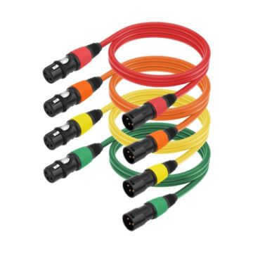 4 Color/Set XLR 3pin Male to Female Audio Cable, 1m Length - 1