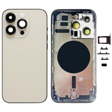 iPhone 14 Pro Battery Back Cover with Side Keys & Card Tray - China Version (Gold) - 1