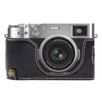 FUJIFILM X100VI Glossy PU Leather Camera Half Case Base - Black - 1