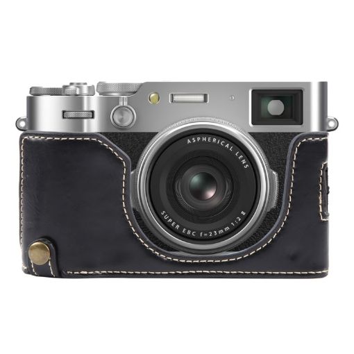 FUJIFILM X100VI Glossy PU Leather Camera Half Case Base - Black - 1