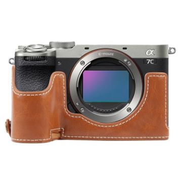 Sony ILCE-7CM2/Alpha 7C II Brown PU Leather Camera Half Case Base - 1