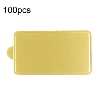 100pcs 90x50mm Rectangle Golden Paper Plates Dessert Board Base - 1