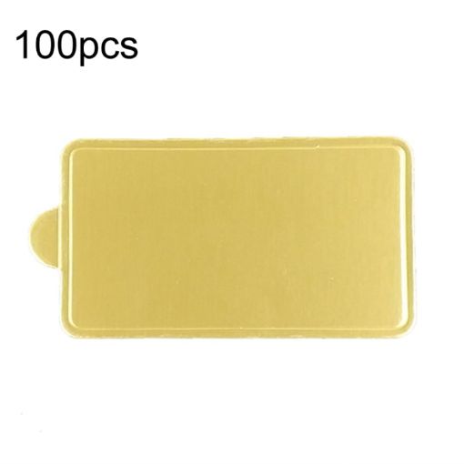 100pcs 100x52mm Rectangle Golden Paper Plates Dessert Board Base - 1