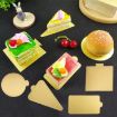 100pcs 100x60mm Rectangle Golden Paper Plates Dessert Board Base - 2