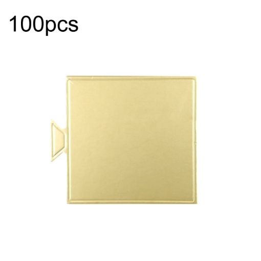 100pcs 84x90mm Square Golden Paper Plates Dessert Board Base - 1