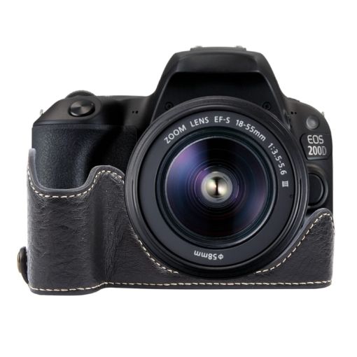 Canon EOS 200D II/200D Black PU Leather Camera Half Case Base - 1