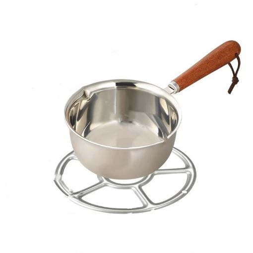 300ml 316 Stainless Steel Mini Hot Milk Oil Pot with Rack - 1