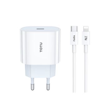 TOTU ZC32 PD 20W Type-C Charger with Type-C to 8 Pin Cable - EU Plug - 1