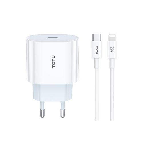 TOTU ZC32 PD 20W Type-C Charger with Type-C to 8 Pin Cable - EU Plug - 1