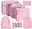 8 In 1 Cosmetic Bag Travel Set - Pink - 1