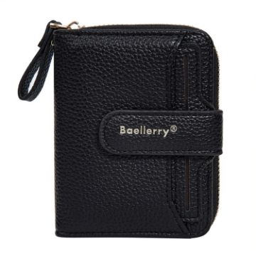 Baellerry N1915 Lychee Pattern Women Short Wallet (Black) - 1