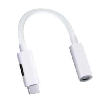 Type-C to 8 Pin/3.5mm Audio Adapter Cable - White - 1