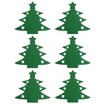 6pcs Christmas Tree Knife and Fork Sleeve Tableware Bag - Green - 1