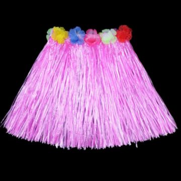 30cm Halloween Hula Show Costume Grass Skirt Pink - 1