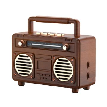 BT21 Retro USB Flash Drive FM Radio Wireless Bluetooth Speaker, Rosewood - 1