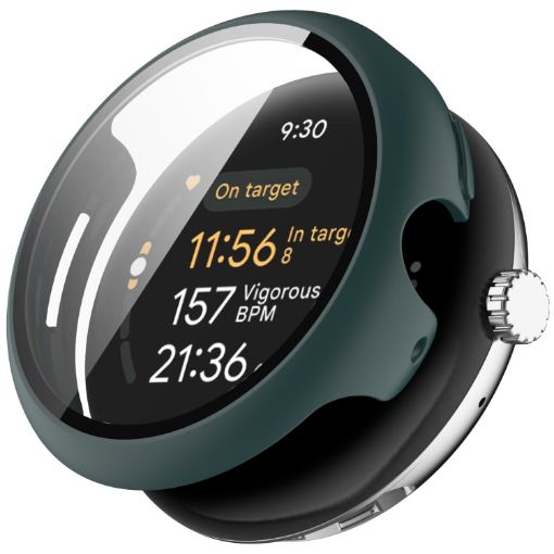 Google Pixel Watch 3 45mm Protective Case + Tempered Film - Green - 1