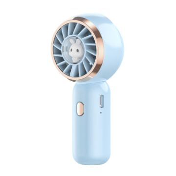 Mini Turbine Handheld Cute Rabbit Electric Fan Blue - 1
